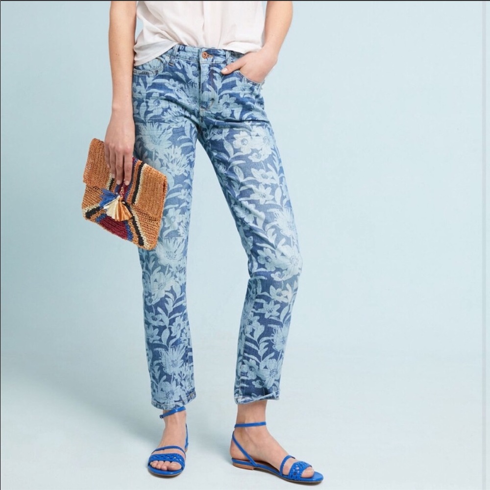 Anthropologie Sz 28 Pilcro Floral Slim Boyfriend
